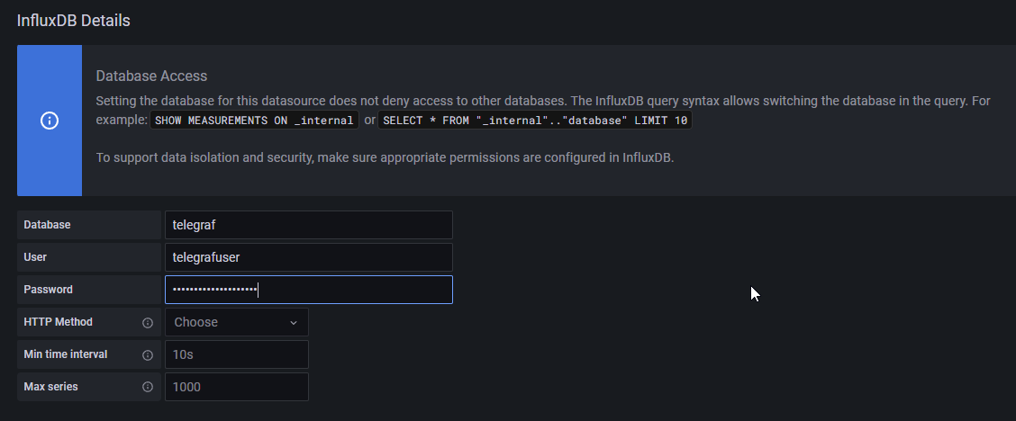 Monitoring Dashboard with Grafana, Telegraf, InfluxDB and Docker